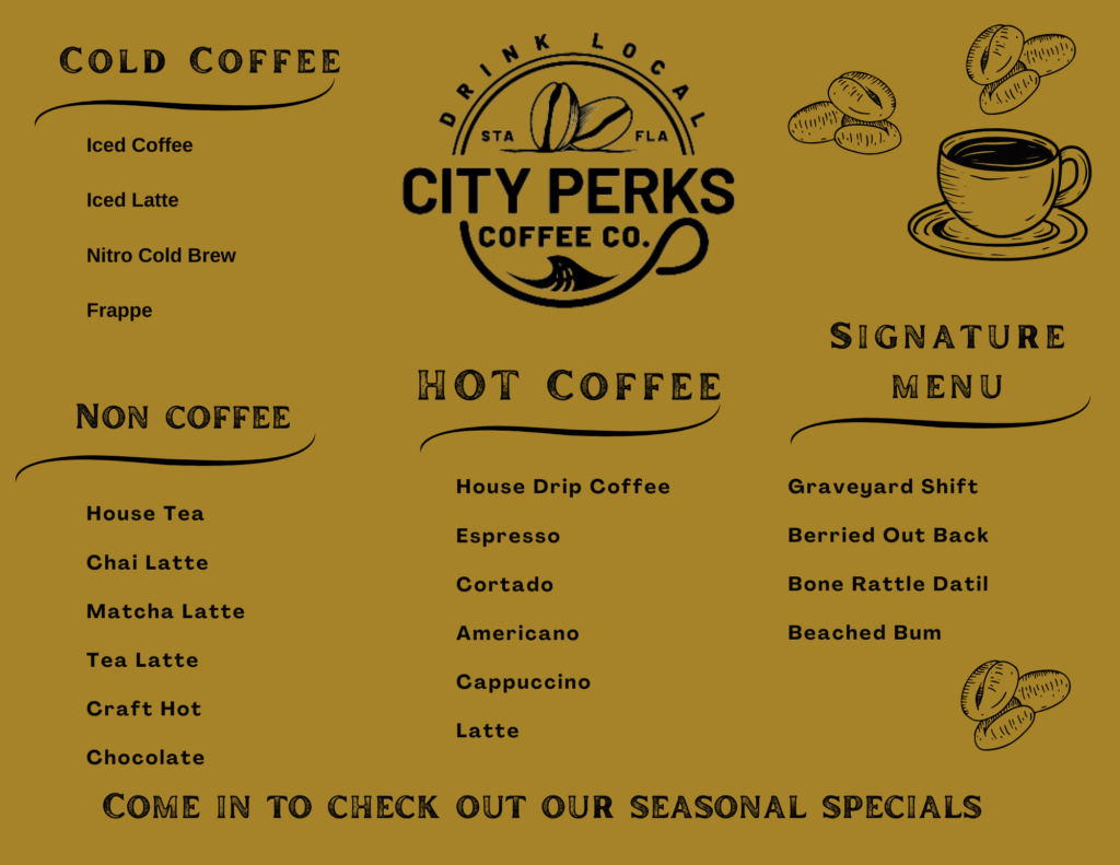 City Perks Coffee Menu